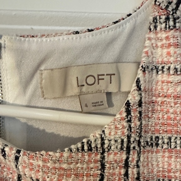LOFT Pink & Black Plaid Sleeveless Dress Size 4 - Picture 3 of 5